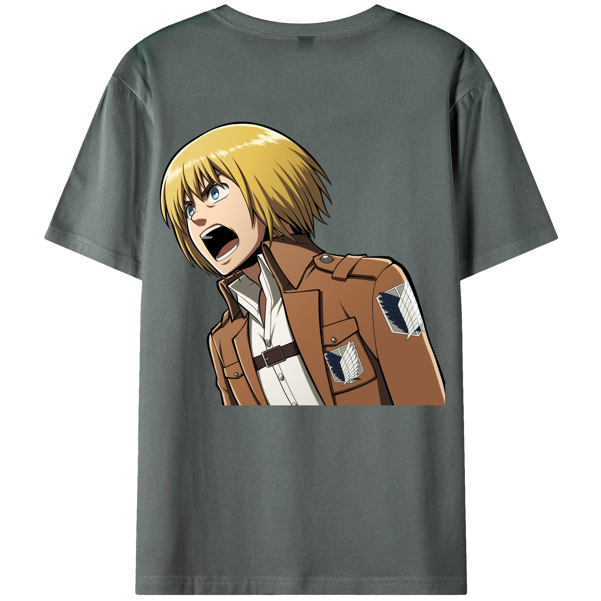 （画像用） 進撃の巨人 アルミン·アルレルト Attack on Titan Armin Arlert 綿100％ メンズ半袖Tシャツ（バックプリント） 通気性